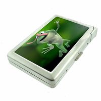 Frog Tongue Em1 Hip Silver Cigarette Case With Built In Lighter 4.75" X 2.75" Id Holder Metal Wallet RFID Protection
