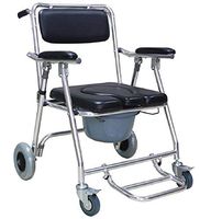 Lolicute Wheelchair Toilet，Mobile Commode Chair with 2 Brakes, Wheels & Footrests Wheelchair Toilet Padded Toilet Seat for Patient Elderly Household-Shipping from US