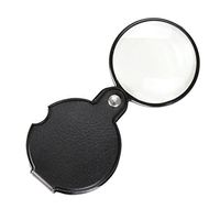 Mini Pocket Size Magnifier10X Magnifying 60 MM Folding Magnifier Bigeye Glass Lens Loupe with Rotating Protective Holster for Reading Aid Maps Photographs Documents, Black, Free PU Leather Pouch Case
