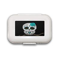 Sugar Skull Owl Stars Pill Box,Pill Organizer Case for Purse Daily/Weekly Unique Design and Large Compartments Medicine Case, Pill Box for Pocket or Purse