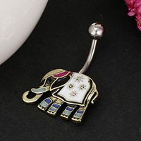 Crystal Stainless Steel Dangle Belly Rings Navel Body Belly Piercing Jewelry Best Beauty Jewerly Trendy Women Elegant Styling Beautiful Cute | Color - Elephant