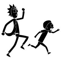 Gift for world - 2pcs 14cm Black/White Rick And Morty Cartoon Sticker Grandfather Waterproof Anime Sticker Car Guitar Laptop Decal Toys