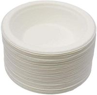 IndiaBigShop Biodegradable Eco-Friendly Sugarcane Bagasse Plant Based Compostable Disposable, Alternative to Paper and Foam Bowls,White Pack of 50 (8 Oz)