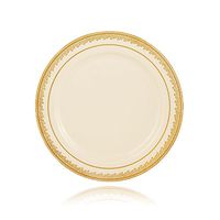 Posh Setting Prestige Collection 10 Pack China Look 7.25 Inch Cream/Gold Plastic Salad Plates, Fancy Disposable Dinnerware