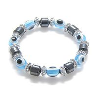 Evil Eye and Protection Magnetic Sky Blue Simulated Hemalyke-Hematite Bracelet