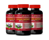 Immune System Vitamins - Adrenal Support - Advanced Complex - Adrenal Response Formula - holy Basil Extract Alcohol Free - 3 Bottles 180 Capsules