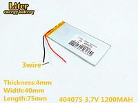 3lines 3.7V 1200mAh 404075 Lithium Polymer Ion Rechargeable Battery Lithium 3lines Polymer Li-Po Battery for MP4 GPS MP3 Bluetooth Stereo DIY Gift