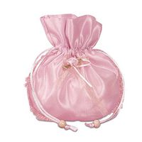 6PCS Round Fabric Pouch with Flower 6-inches x 6-inches (Pink)