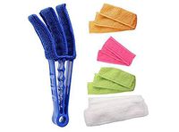 Swity Home Window Blind Cleaner Duster Brush Multipurpose Blind Duster With 4 Microfiber Sleeves Duster Cleaning Tool for Blinds Shutters Shades Air Conditioner Vent Covers