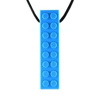 Quell-O Mega Brick Sensory Chew Necklace - Tough - Tactile Chewelry for Mild Chewers (Blue)