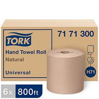 Tork Universal Hand Towel Roll H71, Large Paper Towel Roll 7171300, 100% Recycled, Basic Quality, 1-Ply, Natural - 6 Rolls x 800 ft
