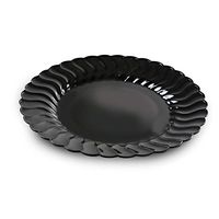Flairware Round Rippled Disposable Plastic Dinner Plate (180/Case) Color: Black