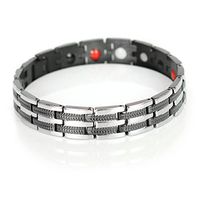 My Identity Doctor - Magnetic Energy Bracelet, Stainless Steel and Titanium, Black and Silver Colored, Fold Over Clasp - Wrist Size 8 Inch