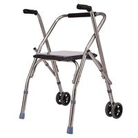 XHRHao Walker One-Click Folding with Chair Fuction 5 Adjustable Height Levels Made of Stainless Steel Rollator Prevent Falling Portable Walk Assist for Elderly Silver (Color : Silver)