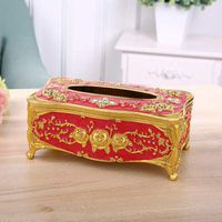 T-ZJHC Tray Paper Creative Living Room Home Restaurant Table Simple Storage Box European Simple European Paper Box, Gold red