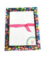 Floral Tray with"F" Initial Monogram Notepad
