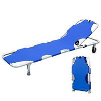 Folding Emergency Rescue Flat Foldable Portable Stretcher, Thick Aluminum Alloy Home Patient Emergency Bed with Wheels for Hospital,Clinic,Home,Sports venues, Ambulance Weight Capacity 350 lb