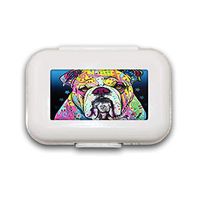 English Bulldog Pill Box,Pill Organizer Case for Purse Daily/Weekly Unique Design and Large Compartments Medicine Case, Pill Box for Pocket or Purse