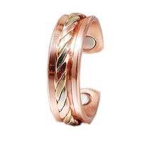 Magnetic Copper Ring for Arthritis Men's Adjustable Healthy Braided Tri Tone