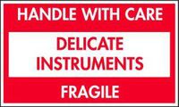 TapeCase Shipping Packing Labels"Handle with Care/Delicate Instruments/Fragile", Red/White - 500 per Pack (1 Pack)