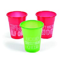 Fun Express 50pc Christmas Holiday Humorous Plastic Drinking Cups 12oz