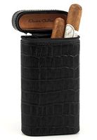 Andre Garcia Manhattan Collection Black Crocodile Zippered Italian Leather and Cedar-Lined 4 Finger Cigar Case