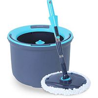 Spin Bucket System Mop With Extended Length Handle Microfiber Mop Heads 360° Rotation Easy Floor Mop (Color : Blue, Size : 23.5×33cm)