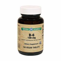 Natural Vitamin Co. - B-6 100 mg, Vitamin B6 (as pyridoxine HCI) 100 mg, 5,000% Daily Value, 100 Tablets, 3+ Months Supply, Gluten Free, Vegetarian, Vegan (100)