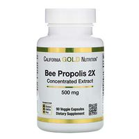 California Gold Nutrition Bee Propolis 2X Concentrated Extract 500 mg 90 Veggie Caps, Milk-Free, Fish Free, Gluten-Free, Peanut Free, Salt-Free, Soy-Free, Sugar-Free, Wheat-Free, Yeast-Free, CGN