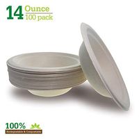 Compostable Biodegradable Brown 14 oz. Paper Bowls [100-Pack] Heavy-Duty Quality Natural Disposable Bagasse, Eco-Friendly. Made of Sugar Cane Fibers.