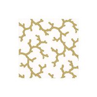 Caspari The Coral Sea Paper Cocktail Napkins in Gold, 20 Per Package