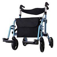 Medical Rolling Walker - with Seat & Bag 4 Wheel Mobility Aid for Adult, Senior, Elderly & Handicapped - Aluminum Transport Chair (Blue) Max150kg(330 lbs)