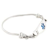 Women's Medical Alert ID Bracelet - Beaded Pan-Dorra Type, Custom Engraving Included - Blue, Size 8.25