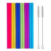 14 PCS Reusable Smoothie Straws with Cleaning Brushes, Tifanso Extra Wide Large Straws - Great for Bubble & Boba Tea, Milkshakes, 10 inch Extra Long Flexible Jumbo Straws for 30oz RTIC Rambler Tumbler