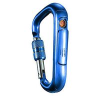 Lock Buckle Lighter Portable USB Lighter Rechargeable Flameless Windproof Electronic Lighters Aluminum Carabiner D-Shape Screw Lock Buckle Snap Clip Backpack Hanging Keychain Hook Padlock (Blue)