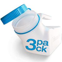 Urinals for Men by Tilcare (3 Pack) - 32oz/1000mL Thick Plastic Mens Bedpan Bottle with Screw-on Lid - Spill Proof Urinary Chamber - Male Portable Pee Bottles - Travel Urine Collection Containers …