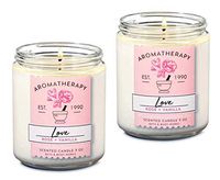 Bath & Body Works Aromatherapy Love Rose Vanilla Single Wick Scented Candle 7 oz / 198 g 2 Pack