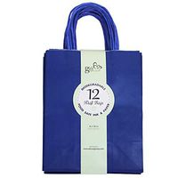 12CT Medium Royal Blue Biodegradable, Food Safe Ink & Paper, Premium Quality Paper (Sturdy & Thicker), Kraft Bag with Colored Sturdy Handle (Royal Blue, Medium 12Count)