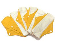 6 Bamboo Mama Cloths/Menstrual Pads/Reusable & Water Resistant Sanitary Pads/Panty Liners (Regular, Yellow - 6)