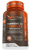 Turmeric Curcumin C3 Complex Supplement with Ginger Root, Boswellia and Bioperine (Black Pepper) for Enhanced Absorption 60 Vegetarian Capsules Non-GMO for Men & Women