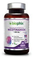B3 Nicotinamide 1000 mg 60 Tabs Extra Strength Slow Release Natural Flush-Free Vitamin Formula | Gluten-Free Nicotinic Amide Niacin | Supports Skin Health