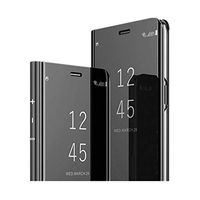 Case Compatible with Samsung Galaxy S20 Plus Case, Luxury Ultra-Thin Translucent View Window Stand Plastic Mirror Flip Case Hard Plastic case 360 Degree Protective Cover Bumper case (Black)