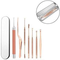 ANGELA 7 Stainless Steel Durable Portable Light Earplugs Spoon Set of Baby Ear Cleaning Tools Wax Removal with Storage Box Visible Picking Tool (Rose Gold)
