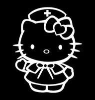 So Cool - Hello Kitty Nurse - 5" tall (color: WHITE) decal laptop tablet skateboard car windows sticke