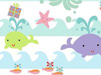 Baby Wrap - Sea Babies Gift Wrap 24"x100' Gift Wrap Cutter Box (1 Box) - Wraps -M5493CB