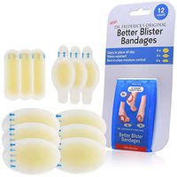 Dr. Frederick's Original Better Blister Bandages - 12 ct Variety - Waterproof Hydrocolloid Bandages for Foot, Toe, Heel Blister Prevention & Recovery - Blister Pads