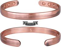 (2-Pack) Elegant Pure Copper Magnetic Therapy Bracelet Bangle Pain Relief for Arthritis and Carpal Tunnel