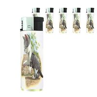 Perfection In Style Butane Refillable Electronic Lighter Set of 5 Pieces Vintage Cat Design 006