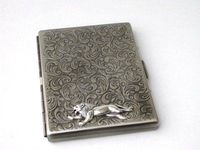 Steampunk Metal LION King Of The Jungle Cigarette Case Wallet Large Card Case