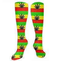 Marijuana Leaf Flags Cannabis Weeds Socks for Business and Casual Occations, Men's and Women's Socks - 23.6 Inches